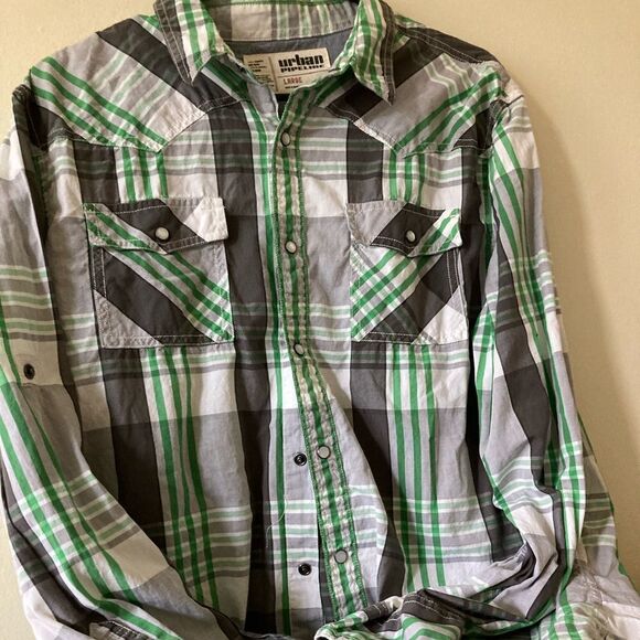 Mens Urban Pipeline Western Mexican Style Snap Button Down Shirt - Picture 1 of 2